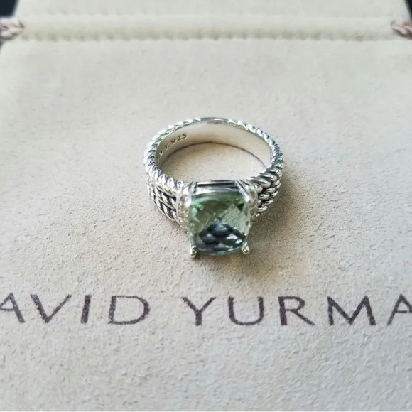 David Yurman prasiolite petite Wheaton ring with paved white diamonds - Picture 1 of 5